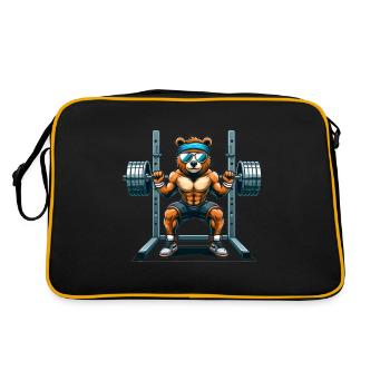 Strong Bear Squatting in the Gym - Retro Bag - black/gold - Back