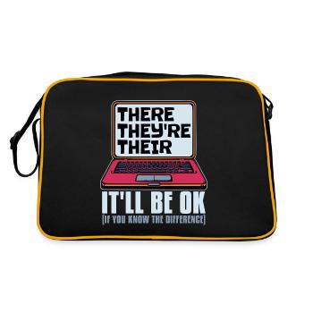 Book Editor There They're Their English Teacher - Retro Bag - black/gold - Back