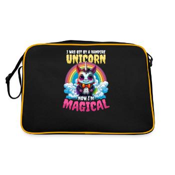 Halloween Einhorn Gebiss von Vampir Einhorn Magisch - Retro Tasche - Schwarz/Gold - Hinten