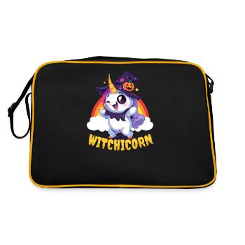 Halloween Einhorn Hexenbock - Retro Tasche - Schwarz/Gold - Hinten