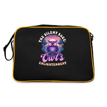 Spirituelle Eule Der stille Weise: Die Erleuchtung der Eule - Retro Tasche - Schwarz/Gold - Hinten