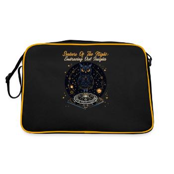 Spirituelle Eulensucher der Nacht - Retro Tasche - Schwarz/Gold - Hinten