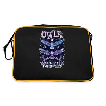 Spirituelle Eule Die Geistführer - Retro Tasche - Schwarz/Gold - Hinten