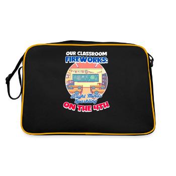 Kindergärtnerin Unser Klassenzimmer-Feuerwerk - Retro Tasche - Schwarz/Gold - Hinten