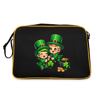 Duo de lutins espiègles (lutin irlandais) - Sac Retro - noir/or - Dos