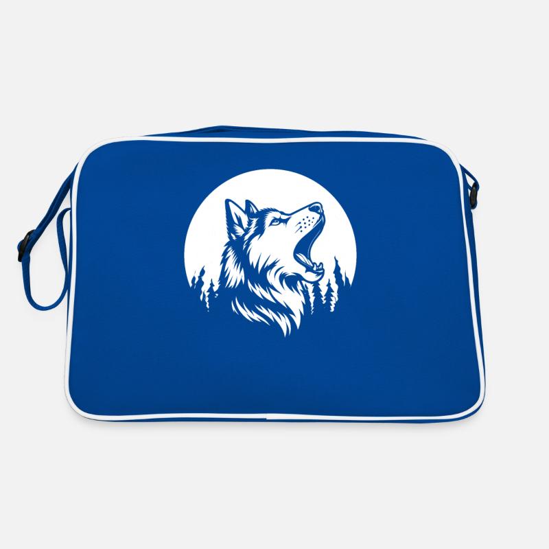 Siberian Husky Moon Howling Retro Tasche