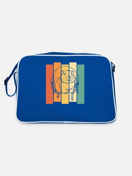 Hamster Goldhamster Moon Howling - Retro Tasche - Blau/Weiß - Hinten