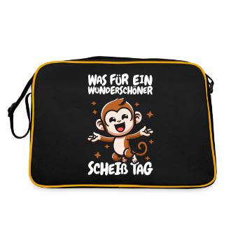 Singe drôle, s’il vous plaît gardez la bouche fermée - Sac Retro - noir/or - Dos