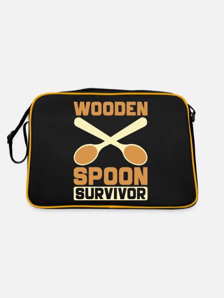 Cuillère en bois Survivor Drôle Design Rétro - Sac Retro - noir/or - Dos