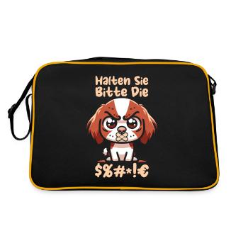 Brittany Spaniel Halten Sie Bitte Die Fresse - Retro Tasche - Schwarz/Gold - Hinten