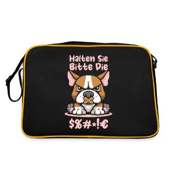 Bull Terriers, please keep your mouth shut - Retro Bag - black/gold - Back