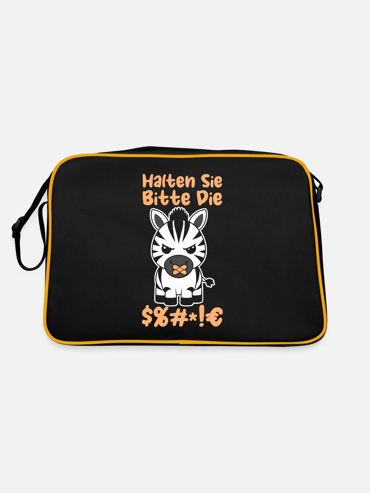 Zebra please shut up - Retro Bag - black/gold - Back