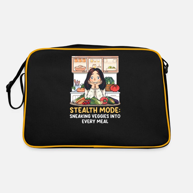 Chinesischer Mama-Stealth-Modus, der Gemüse in Mea schmuggelt - Retro Tasche - Schwarz/Gold