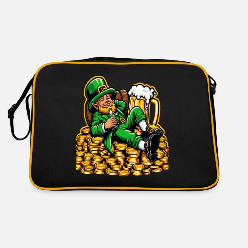 Entspannter Leprechaun (Irischer Kobold) Retro Tasche