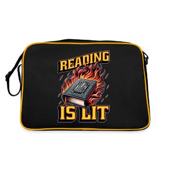 Literature Teacher Reading Is Lit Educator Bookish - Retro Tasche - Schwarz/Gold - Hinten