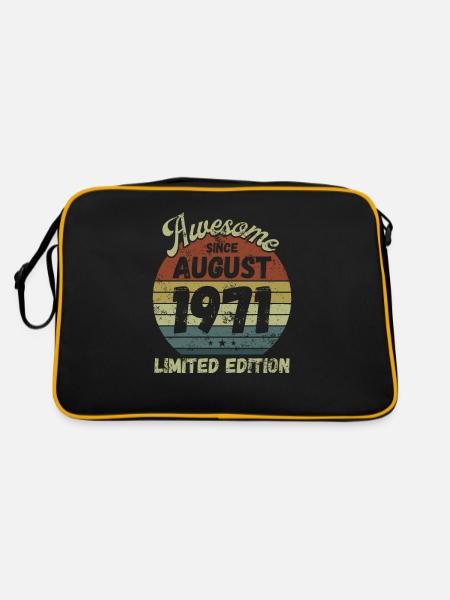 Awesome since August 1971 - Geburtstag - Retro Tasche - Schwarz/Gold - Hinten