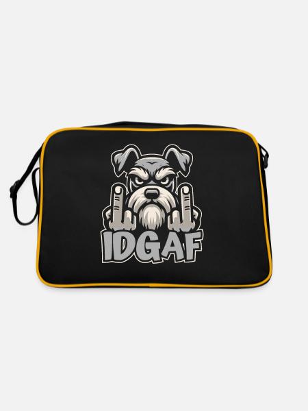 Schnauzer Hund Es Ist Mir Scheißegal Idgaf - Retro Tasche - Schwarz/Gold - Hinten