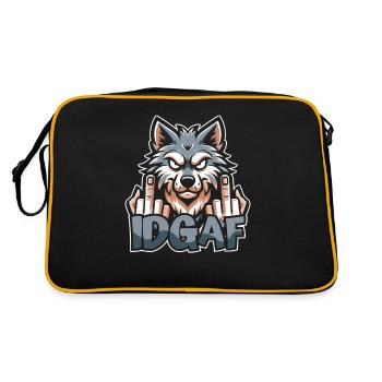 Wolf Es Ist Mir Scheißegal Idgaf - Retro Tasche - Schwarz/Gold - Hinten