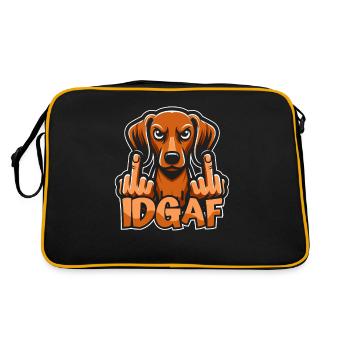 Dackel Dachshund Es Ist Mir Scheißegal Idgaf - Retro Tasche - Schwarz/Gold - Hinten
