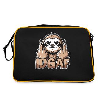 Faultier Es Ist Mir Scheißegal Idgaf - Retro Tasche - Schwarz/Gold - Hinten