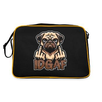 Mops Hund Es Ist Mir Scheißegal Idgaf - Retro Tasche - Schwarz/Gold - Hinten