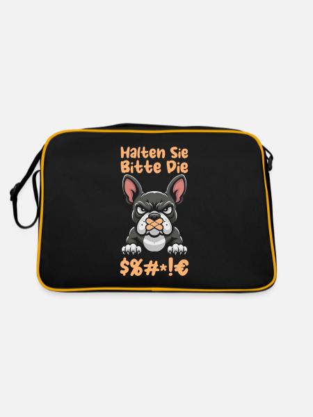 French Bulldog Please shut up - Retro Bag - black/gold - Back