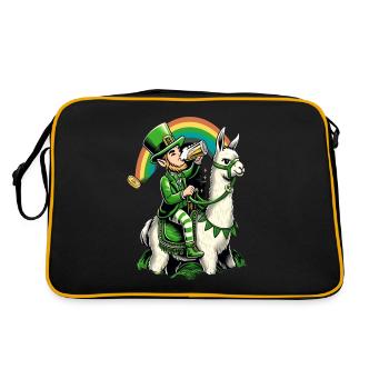 Lama chevauchant un lutin (lutin irlandais) - Sac Retro - noir/or - Dos