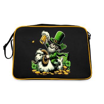 Bélier chevauchant un lutin (lutin irlandais) - Sac Retro - noir/or - Dos