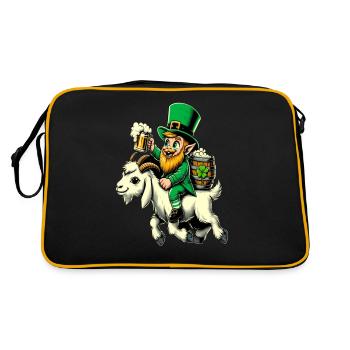 Lutin chevauchant une chèvre (lutin irlandais) - Sac Retro - noir/or - Dos