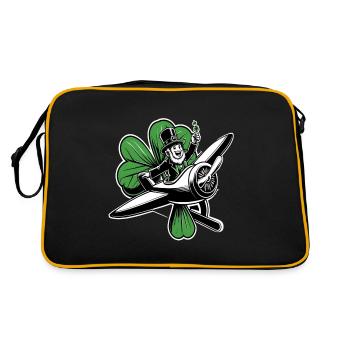 Fliegender Leprechaun (Irischer Kobold) - Retro Tasche - Schwarz/Gold - Hinten