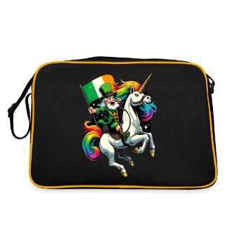 Licorne chevauchant Leprechaun (Leprechaun irlandais) - Sac Retro - noir/or - Dos
