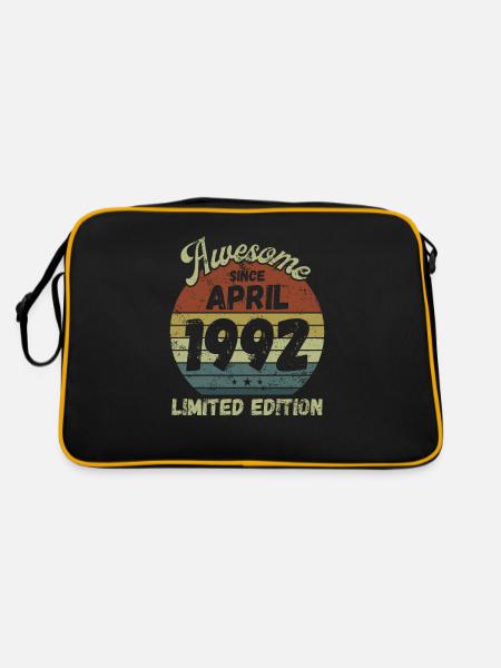 Awesome since April 1992 - Geburtstag - Retro Tasche - Schwarz/Gold - Hinten