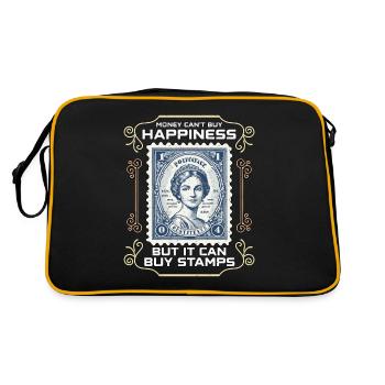 Stamp Collector Money Can't Buy Postage Stamp - Retro Tasche - Schwarz/Gold - Hinten