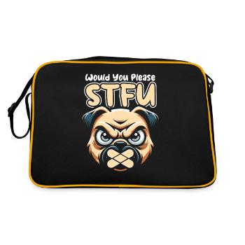Pug Dog Stfu Would You Please Shut Up - Retro Bag - black/gold - Back