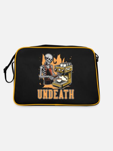 Barista Coffee Skeleton Undeath - Retro Bag - black/gold - Back