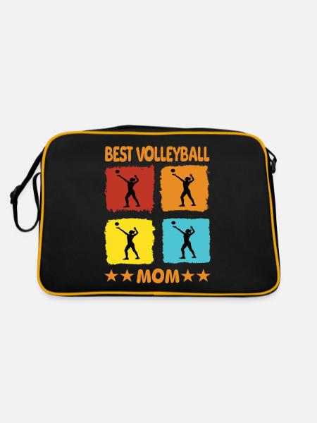 Best Volleyball Mom - Retro Tasche - Schwarz/Gold - Hinten
