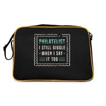Philatéliste collectionneur de timbres Je ris encore Timbre - Sac Retro - noir/or - Dos
