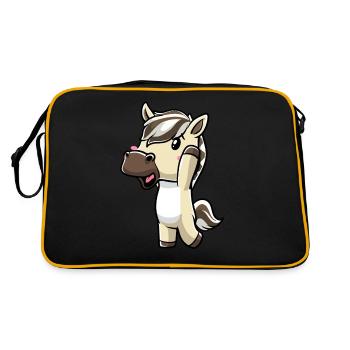 Fjord Horse Kawaii Emoticon - Retro Bag - black/gold - Back