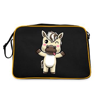 Fjord Horse Kawaii Emoticon - Retro Bag - black/gold - Back