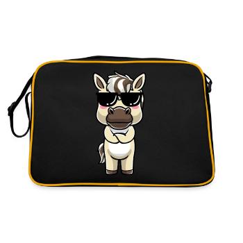 Fjord Horse Kawaii Emoticon - Retro Bag - black/gold - Back