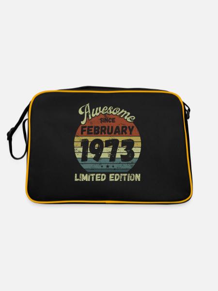 Awesome since February 1973 - Birthday - Retro Bag - black/gold - Back