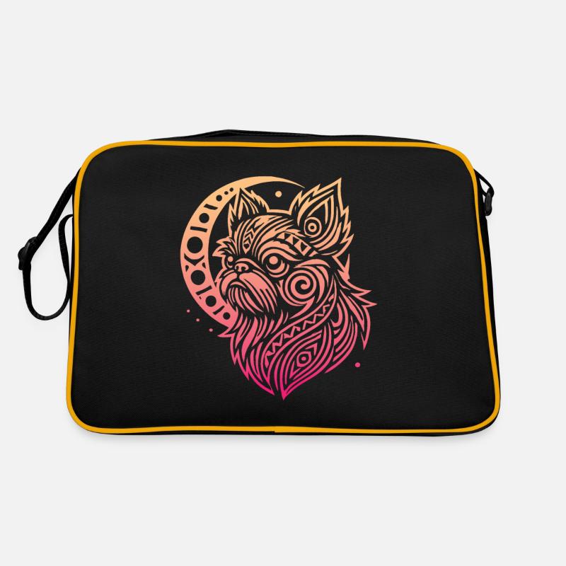 Brussels Griffon Tribal Moon Phases Retro Bag
