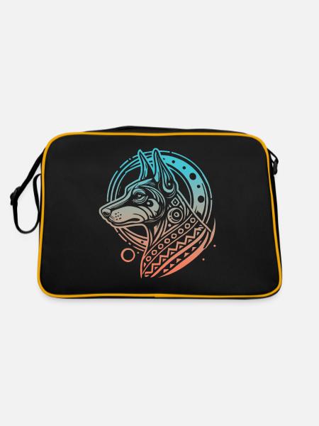 Dobermann Stammes Moon Phases - Retro Tasche - Schwarz/Gold - Hinten