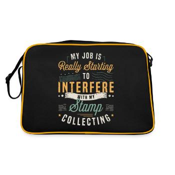 Stamp Collector My Job Is Really Stamp Collecting - Retro Tasche - Schwarz/Gold - Hinten