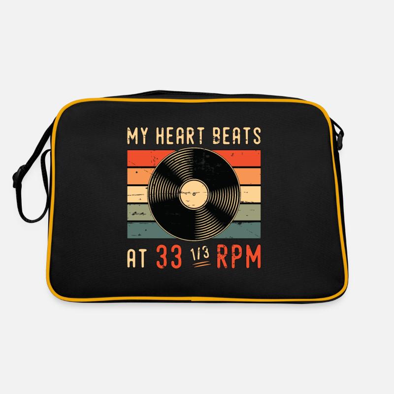 Disques vinyles Mon cœur bat chez Retro Vinyl Player - Sac Retro - noir/or