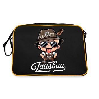 Jungen Lausbua T-Shirt Kinder Trachtenshirt Herren - Retro Tasche - Schwarz/Gold - Hinten