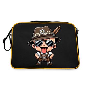 Jungen Trachtenhemd Kinder Trachtenshirt Herren - Retro Tasche - Schwarz/Gold - Hinten