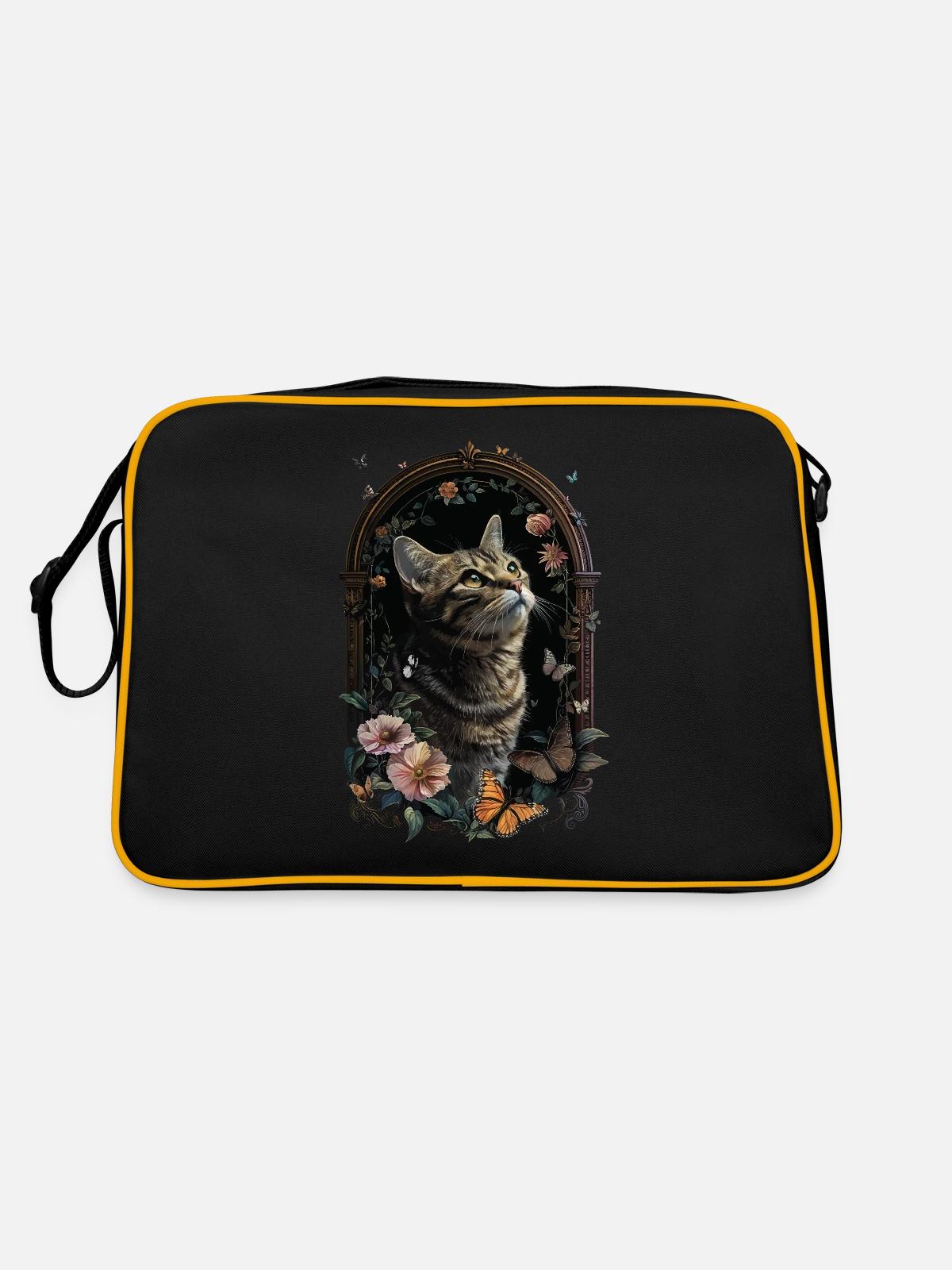 American Shorthair Cat - Retro Bag - black/gold - Back