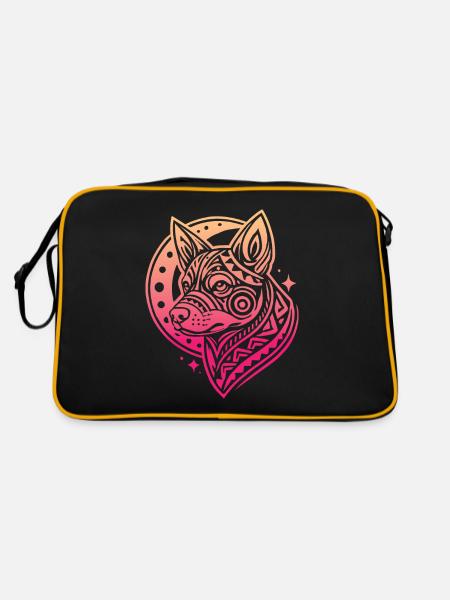 Australischer Rinderhund Stammes Moon Phases - Retro Tasche - Schwarz/Gold - Hinten