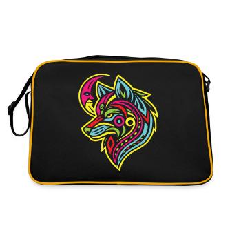 Wolf Stammes Moon Phases - Retro Tasche - Schwarz/Gold - Hinten